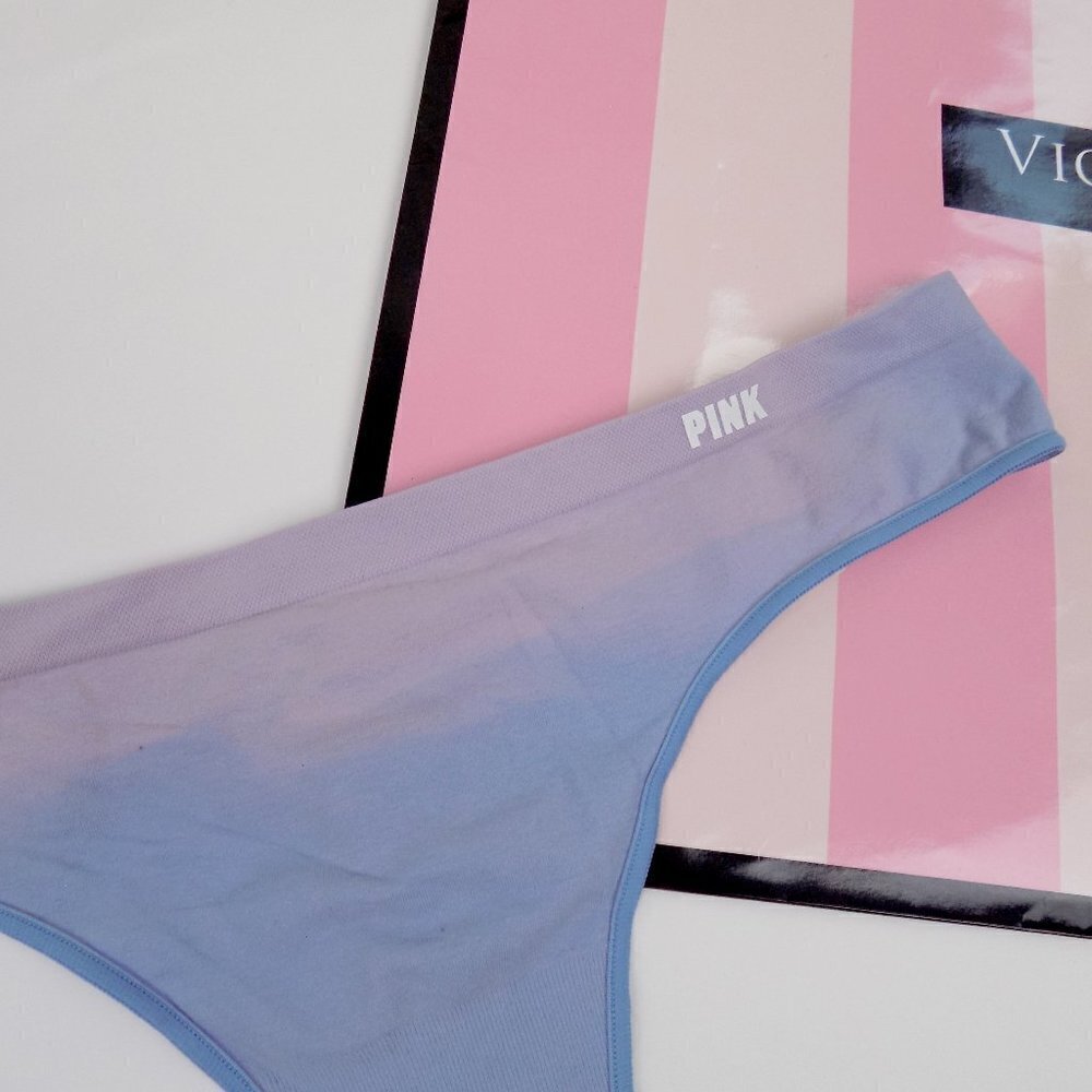 nwt victoria's secret pink no show seamless thong tie dye ombre clouds marble